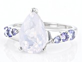 Blue Moon Quartz And Tanzanite Rhodium Over Sterling Silver Ring