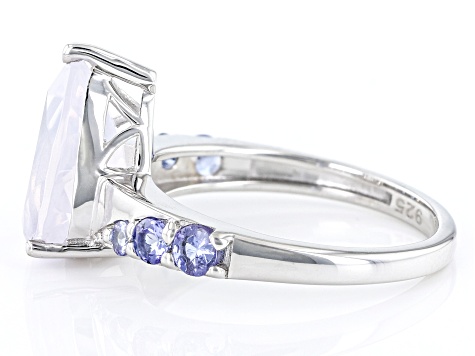 Blue Moon Quartz And Tanzanite Rhodium Over Sterling Silver Ring