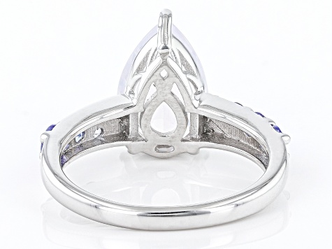 Blue Moon Quartz And Tanzanite Rhodium Over Sterling Silver Ring