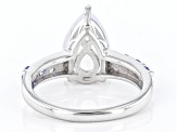 Blue Moon Quartz And Tanzanite Rhodium Over Sterling Silver Ring