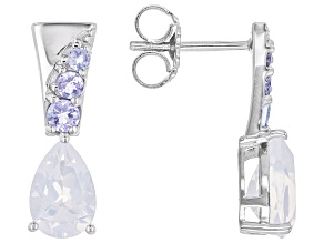 Blue Moon Quartz And Tanzanite Rhodium Over Sterling Silver Earrings 0.38ctw