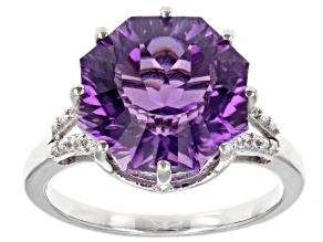 Purple Amethyst Rhodium Over Sterling Silver Ferris Wheel Cut Ring 4.72ctw