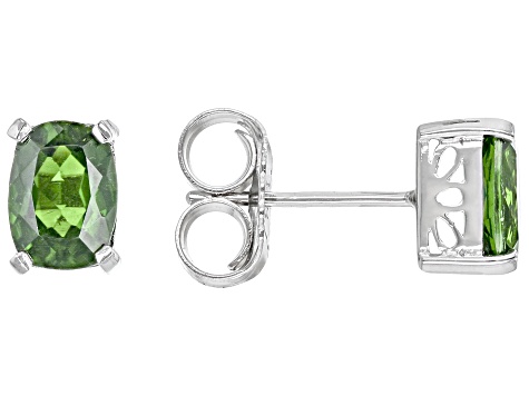 Green Chrome Diopside Rhodium Over Sterling Silver Stud Earrings 1.51ctw