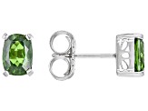 Green Chrome Diopside Rhodium Over Sterling Silver Stud Earrings 1.51ctw