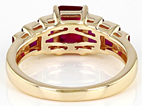 Red Lab Created Ruby 18K Yellow Gold Over Sterling Silver Ring 2.13ctw