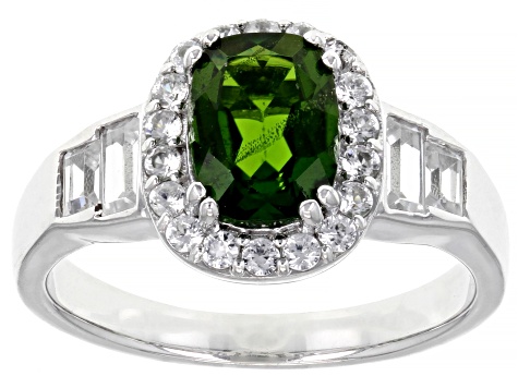 Green Chrome Diopside Rhodium Over Sterling Silver Ring 1.69ctw