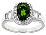 Green Chrome Diopside Rhodium Over Sterling Silver Ring 1.69ctw