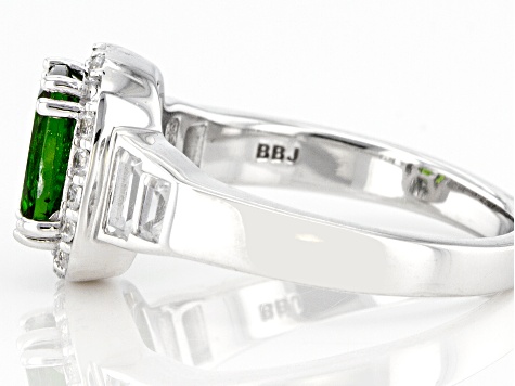 Green Chrome Diopside Rhodium Over Sterling Silver Ring 1.69ctw