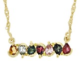 Multi Tourmaline And Yellow Diamond 18k Yellow Gold Over Sterling Silver Necklace 1.03ctw