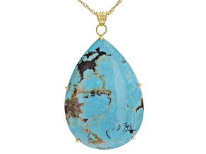 Blue Kingman Turquoise 18k Yellow Gold Over Silver Pendant With Chain