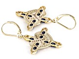 Blue Lab Created Sapphire 18K Yellow Gold Over Silver Cross Earrings 2.13ctw