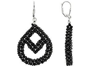 Black Spinel Rhodium Over Sterling Silver Earrings