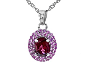 Purple Rhodolite Rhodium Over Sterling Silver Pendant With Chain 1.64ctw