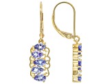 Blue Tanzanite 18k Yellow Gold Over Sterling Silver Dangle Earrings 1.96ctw
