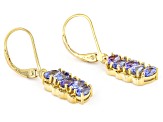 Blue Tanzanite 18k Yellow Gold Over Sterling Silver Dangle Earrings 1.96ctw