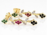 Multi-Color Mutli-Gemstone 18k Yellow Gold Over Sterling Silver Floral Earrings 1.04ctw