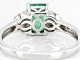Green Zambian Emerald Rhodium Over Sterling Silver Ring 0.85ctw
