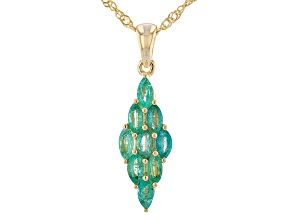 Green Zambian Emerald 18K Yellow Gold Over Sterling Silver Pendant With Chain 0.99ctw