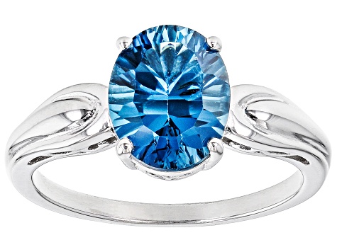 London Blue Topaz Rhodium Over Sterling Silver Ring 2.55ct