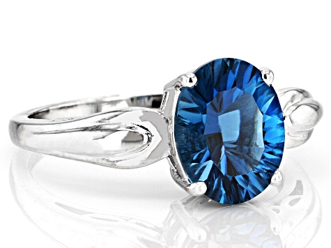 London Blue Topaz Rhodium Over Sterling Silver Ring 2.55ct