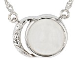 Rainbow Moonstone Rhodium Over Sterling Silver Celestial Necklace 10x10mm