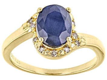 Picture of Blue Sapphire 18K Yellow Gold Over Sterling Silver Ring 2.05ctw