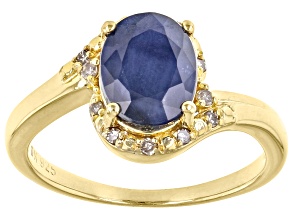 Blue Sapphire 18K Yellow Gold Over Sterling Silver Ring 2.05ctw