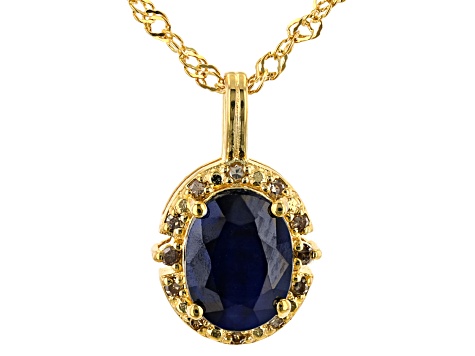 Blue Sapphire 18K Yellow Gold Over Sterling Silver Pendant With Chain 2.06ctw