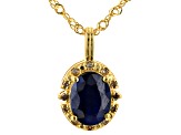 Blue Sapphire 18K Yellow Gold Over Sterling Silver Pendant With Chain 2.06ctw