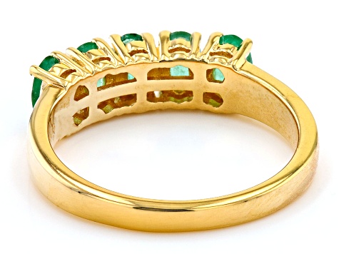 Green Zambian Emerald 18K Yellow Gold Over Sterling Silver Ring 0.93ctw