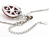 Red Sponge Coral Sterling Silver Pendant With Chain 21x12mm