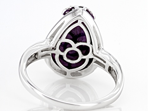 Purple Charoite Rhodium Over Sterling Silver Ring 0.11ctw