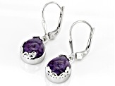 Purple Charoite Rhodium Over Sterling Silver Dangle Earrings 10x8mm