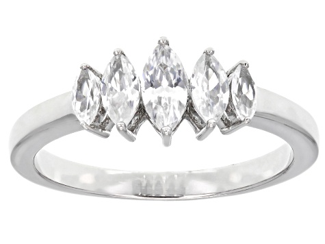 White Zircon Rhodium Over Sterling Silver Ring 0.91ctw