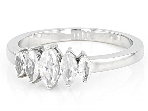 White Zircon Rhodium Over Sterling Silver Ring 0.91ctw