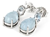 Blue Aquamarine Rhodium Over Sterling Silver Dangle Earrings 0.68ctw