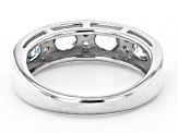 Blue Aquamarine Rhodium Over Sterling Silver Band Ring 1.25ctw