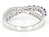 Blue Tanzanite Rhodium Over Sterling Silver Band Ring 0.93ctw
