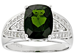 Chrome Diopside Rhodium Over Sterling Silver Ring 2.95ctw