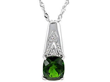 Picture of Green Chrome Diopside Rhodium Over Sterling Silver Pendant With Chain 2.83ctw