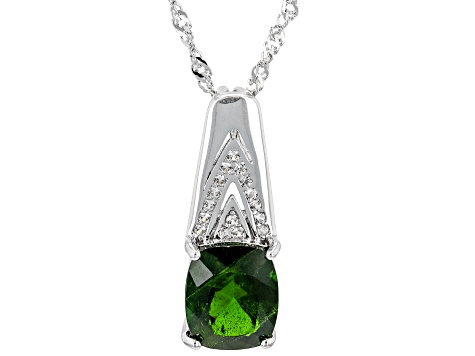 Green Chrome Diopside Rhodium Over Sterling Silver Pendant With Chain 2.83ctw