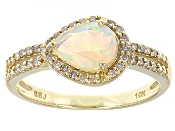 Picture of Multicolor Ethiopian Opal 10k Yellow Gold Ring 0.70ctw