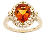 Orange Madeira Citrine With Yellow Diamond Accents 10k Yellow Gold Ring 1.93ctw