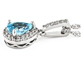 Blue Zircon Platinum Over Sterling Silver Pendant With Chain 1.70ctw