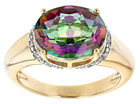 Multi-Color Quartz 18K Yellow Gold Over Sterling Silver Ring 4.09ctw