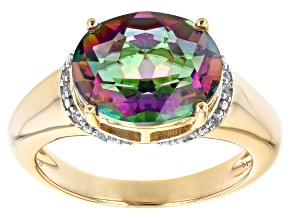 Multi Color Quartz 18K Yellow Gold Over Sterling Silver Ring 4.09ctw