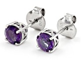 Purple Amethyst Rhodium Over Sterling Silver Stud Earrings 1.22ctw