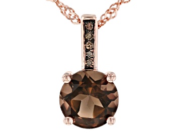 Picture of Brown Smoky Quartz 18k Rose Gold Over Silver Pendant With Chain 1.56ctw