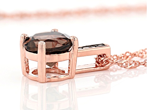 Brown Smoky Quartz 18k Rose Gold Over Silver Pendant With Chain 1.56ctw