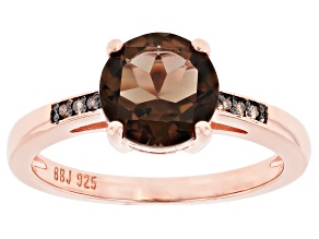 Brown Smoky Quartz 18k Rose Gold Over Silver Ring 1.56ctw